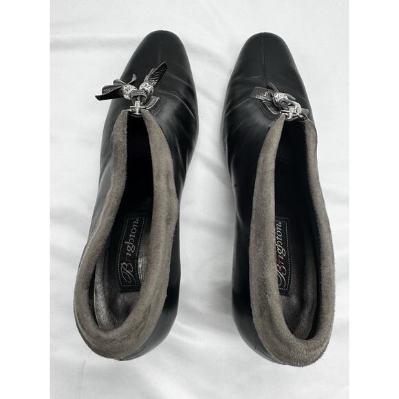 BRIGHTON Stacey Heeled Ankle Booties Zip Front Tassel Almond Toe Sz 8.5N Office - Picture 6 of 9